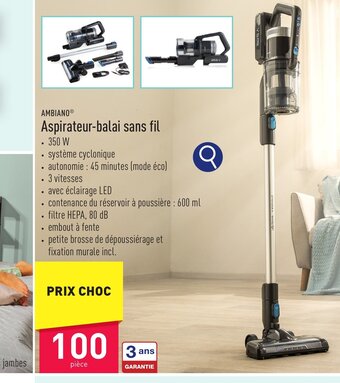 ALDI AMBIANO® Aspirateur-balai sans fil aanbieding