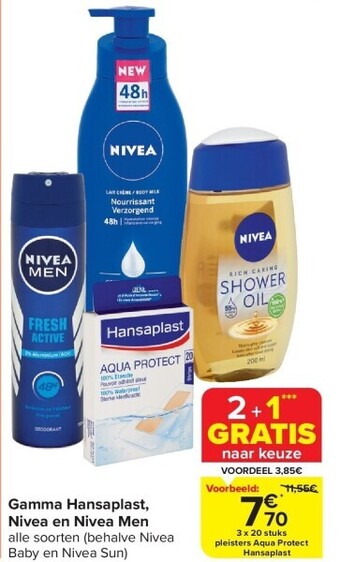 Carrefour Gamma hansaplast, nivea en nivea men aanbieding