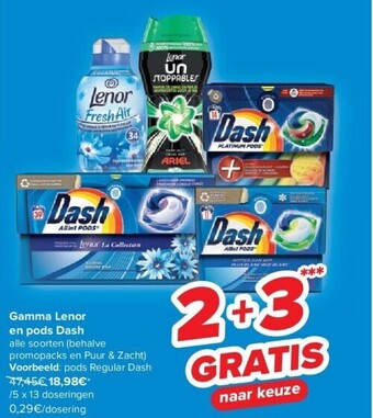 Carrefour Gamma lenor en pods dash aanbieding