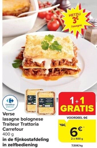 Carrefour Verse lasagne bolognese traiteur trattoria carrefour aanbieding