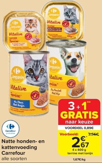 Carrefour Natte honden- en kattenvoeding carrefour aanbieding