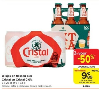Carrefour Blikjes en fl essen bier cristal en cristal 0,0% aanbieding