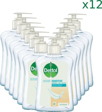 Bol.com Dettol - hydratant - sensitive - vloeibare handzeep - 12 x 250 ml aanbieding
