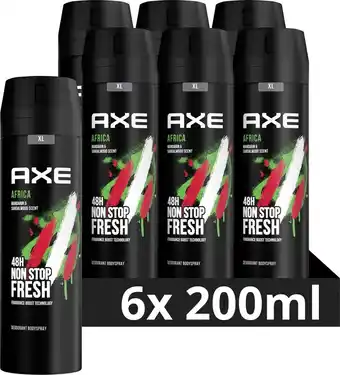 Axe africa bodyspray deodorant - 6 x 200 ml - voordeelverpakking