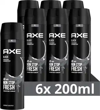 Bol.com Axe black bodyspray deodorant - 6 x 200 ml - voordeelverpakking aanbieding