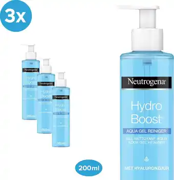 Bol.com Neutrogena hydro boost aqua gel reiniger, hydraterende lichte gelformule met hyaluronzuur en glycerine, 3 x 200 ml aanbieding