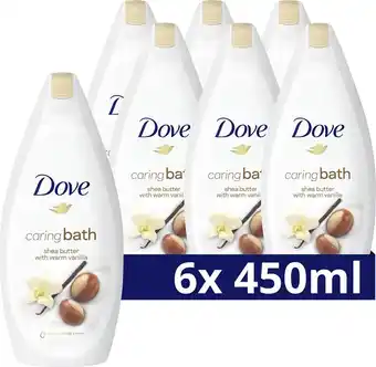 Bol.com Dove caring bath sheaboter & vanille badcrème - 6 x 450 ml - voordeelverpakking aanbieding