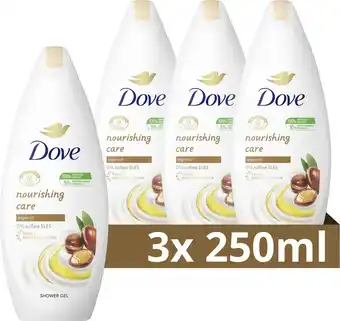 Bol.com Dove nourishing care verzorgende douchegel - 3 x 250 ml - voordeelverpakking aanbieding