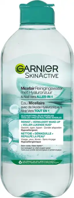 Bol.com Garnier skinactive micellair reinigingswater met hyaluronzuur & aloë vera 400 ml aanbieding