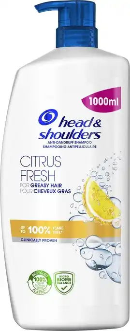 Bol.com Head & shoulders citrus fresh - anti-roos - shampoo - tot 100% roosvrij - 1000ml aanbieding