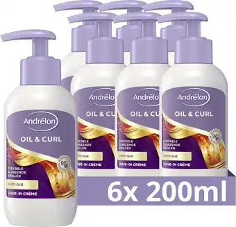 Bol.com Andrélon oil & curl leave-in crème - 6 x 200 ml - voordeelverpakking aanbieding