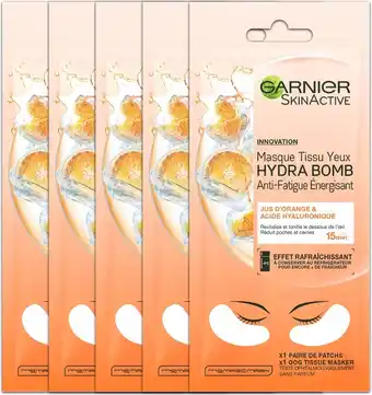 Bol.com Garnier skinactive face sheet oogmasker - sinaasappelsap en hyaluronzuur - 20 stuks - voordeelverpakking aanbieding