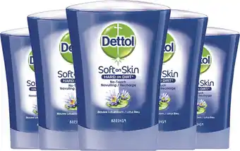 Bol.com Dettol - handzeep no-touch navulling - blauwe lotusbloem - 5 x 250 ml - grootverpakking aanbieding