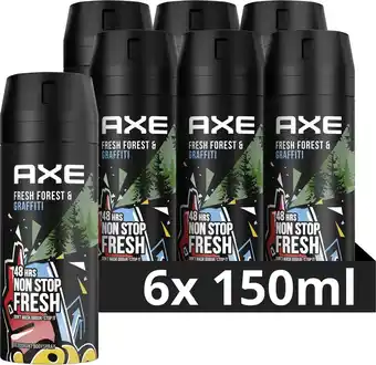 Bol.com Axe fresh forest & graffiti bodyspray deodorant - 6 x 150 ml - voordeelverpakking aanbieding