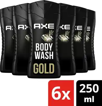 Bol.com Axe gold 3-in-1 douchegel - 6 x 250 ml - voordeelverpakking aanbieding