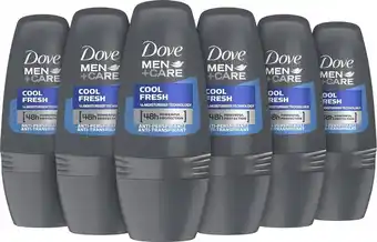 Bol.com Dove men+care cool fresh deodorant roller - 6 x 50ml - voordeelverpakking aanbieding