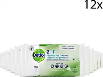Bol.com Dettol - hygienische doekjes - 2 in 1 - handig voor onderweg - 12 x 12 stuks aanbieding