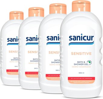 Bol.com Sanicur sensitive bad en douchegel - voordeelverpakking - 4x 1000ml aanbieding