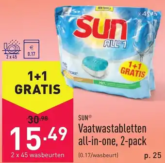 ALDI SUN Vaatwastableletten all-in-one, 2pack aanbieding