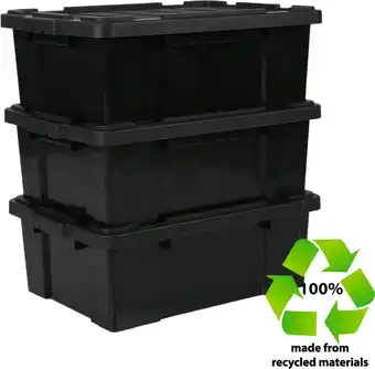Bol.com Iris ohyama powerbox robuust opbergbox - 43l - 100% recycled kunststof - zwart - set van 3 aanbieding