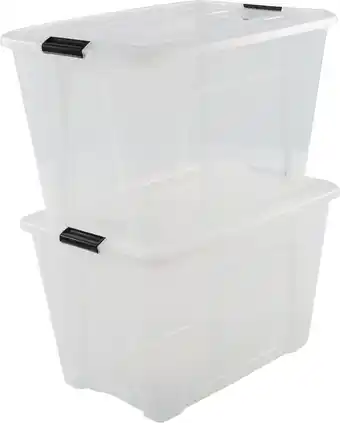 Bol.com Iris topbox opbergbox - 60l - kunststof - transparant - set van 2 aanbieding