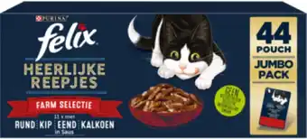 Bol.com Felix heerlijke reepjes farm selectie - kattenvoer natvoer - rund, kip, eend, kalkoen - 44 x 80g aanbieding