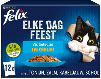 Bol.com Felix elke dag feest vis selectie in gelei - kattenvoer natvoer - tonijn, zalm, kabeljauw, schol - 48 x 85g aanbieding