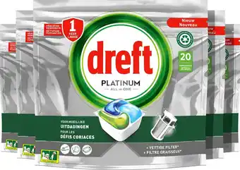 Dreft platinum all in one - vaatwascapsules - original - voordeelverpakking 5 x 20 capsules