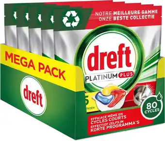 Dreft platinum plus all in one - vaatwastabletten - citroen - voordeelverpakking 5 x 16 stuks