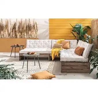 Leen Bakker Palletbank Tarifa bamboe met Lucca kussens - beige - 2-delig - Leen Bakker aanbieding