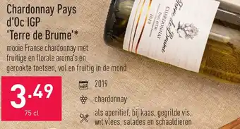 ALDI Chardonnay pays d'Oc IGP terre de brume 75cl aanbieding