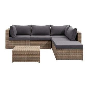 Leen Bakker Le Sud modulaire loungeset Dordogne - taupe/donkergrijs - 6-delig - Leen Bakker aanbieding
