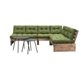 Leen Bakker Palletbank Lucca met kussens Florence - donkergroen - 3-delig - Leen Bakker aanbieding