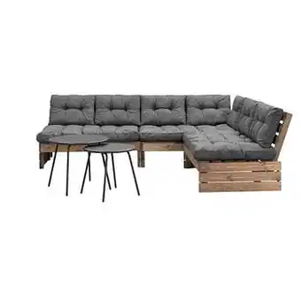 Leen Bakker Palletbank Lucca met kussens Florence - grijs - 3-delig - Leen Bakker aanbieding