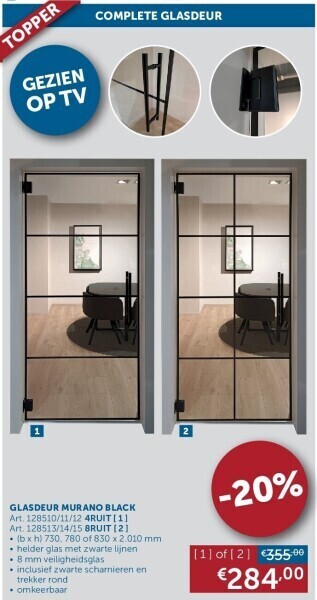 Zelfbouwmarkt Glasdeur murano black aanbieding