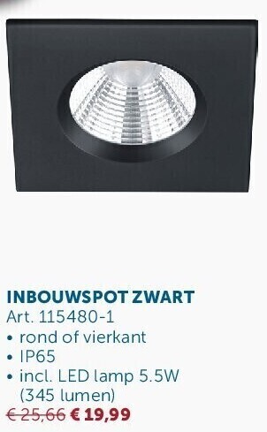 Zelfbouwmarkt Inbouwspot zwart aanbieding