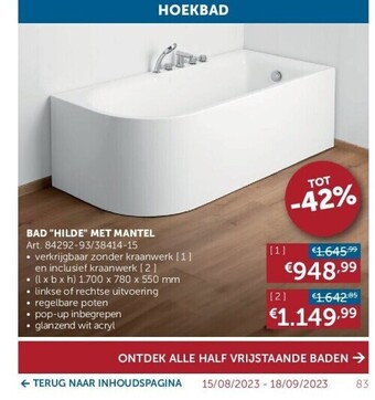 Zelfbouwmarkt Bad hilde met mantel aanbieding