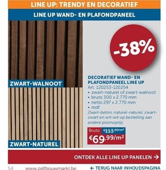 Zelfbouwmarkt Decoratief wand- en plafondpaneel line up aanbieding