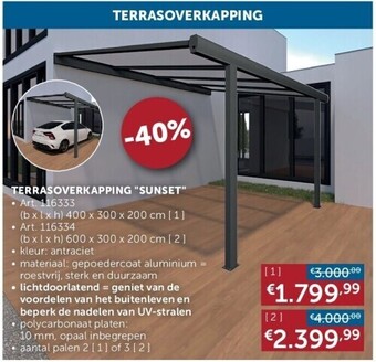 Zelfbouwmarkt Terrasoverkapping sunset aanbieding