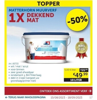 Zelfbouwmarkt Matterhorn muurverf aanbieding