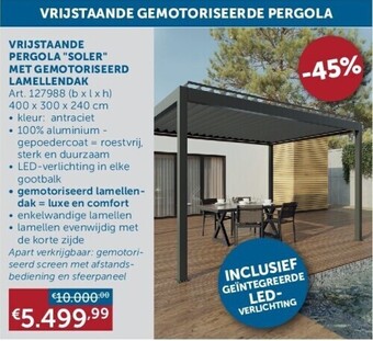 Vrijstaande pergola soler met gemotoriseerd lamellendak