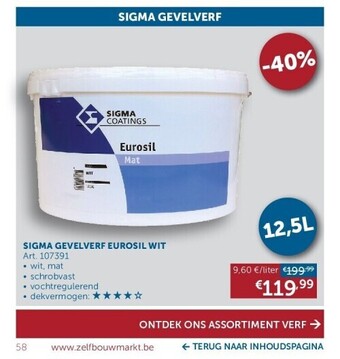 Zelfbouwmarkt Sigma gevelverf eurosil wit aanbieding