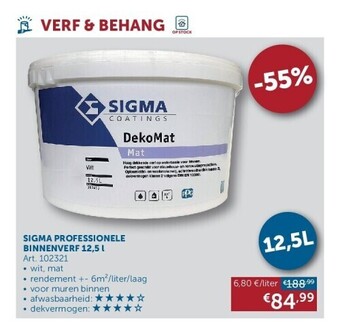Zelfbouwmarkt Sigma professionele binnenverf 12,5 l aanbieding