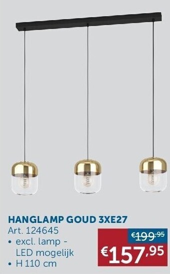 Zelfbouwmarkt Hanglamp goud 3xe27 aanbieding