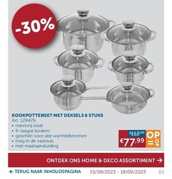 Kookpottenset met deksels 6 stuks