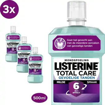 Bol.com Listerine® total care gevoelige tanden, mondspoeling voor complete bescherming van gevoelige tanden, 3 x 500 ml aanbieding