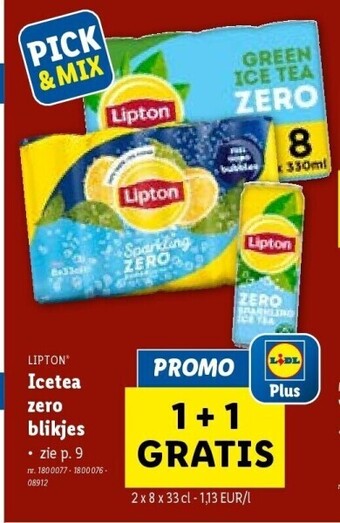 Lidl Icetea zero blikjes aanbieding
