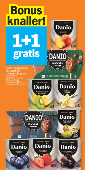 Albert Heijn Danio romige kwark en mousse aanbieding