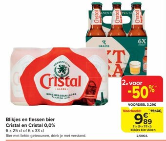 Carrefour Market Blikjes en flessen bier Cristal en Cristal 0,0% aanbieding