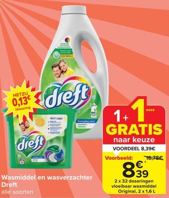 Carrefour Market Wasmiddel en wasverzachter Dreft aanbieding